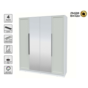 Шкаф распашной Тренд КТ-Ш4 (з) (Белый платинум ЛДСП/ Грэй ЛМДФ) Ш1800 В2128 Г547..